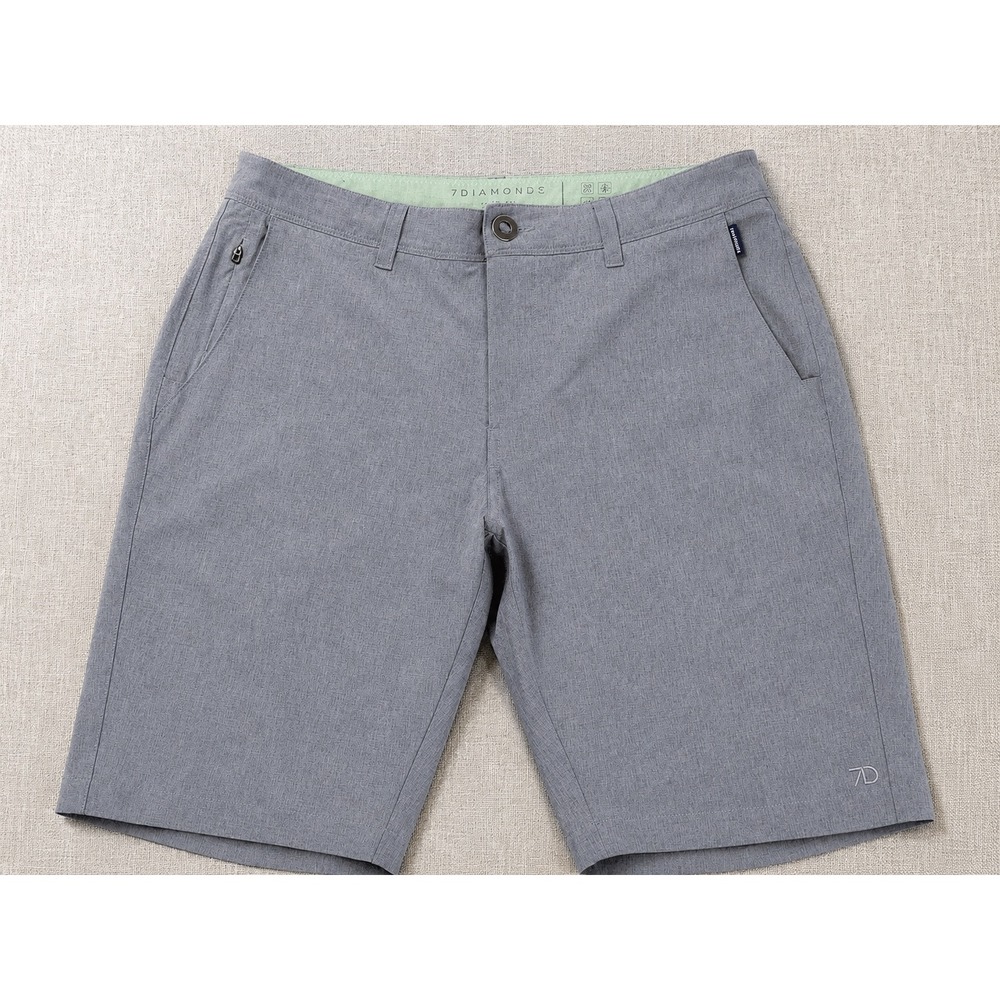 7 Diamonds Aeroplane Shorts Men 32 Gray Excellent Performance Stretch Heathered